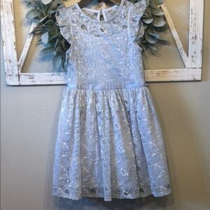 Elegant Periwinkle Lace Kids Dress